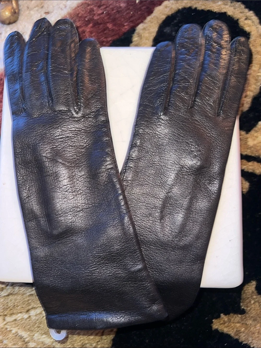 Women’s Long Black Leather Gloves NWT Made in Italy